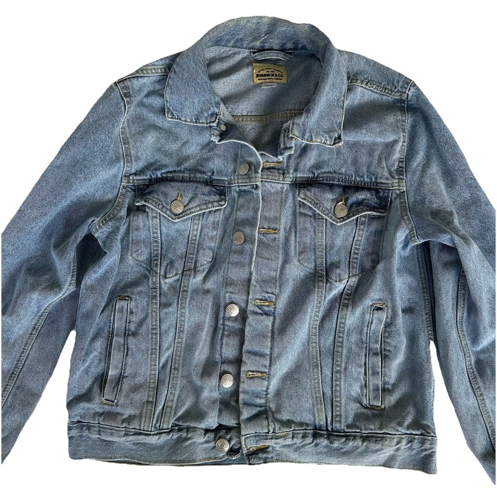 Sears Roebucks Denim Trucker Jacket Mens Medium 100% cotton Jean jacket - Picture 2 of 11